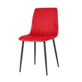Table And Chair Set, One Table And Four Chairs. Clear Tempered Glass Table Top, 0.3 Feet Thick, Black Wrought Iron Legs. Black Spray Paint Chair Legs. Upholstered Chair Glass Red Metal Rectangular