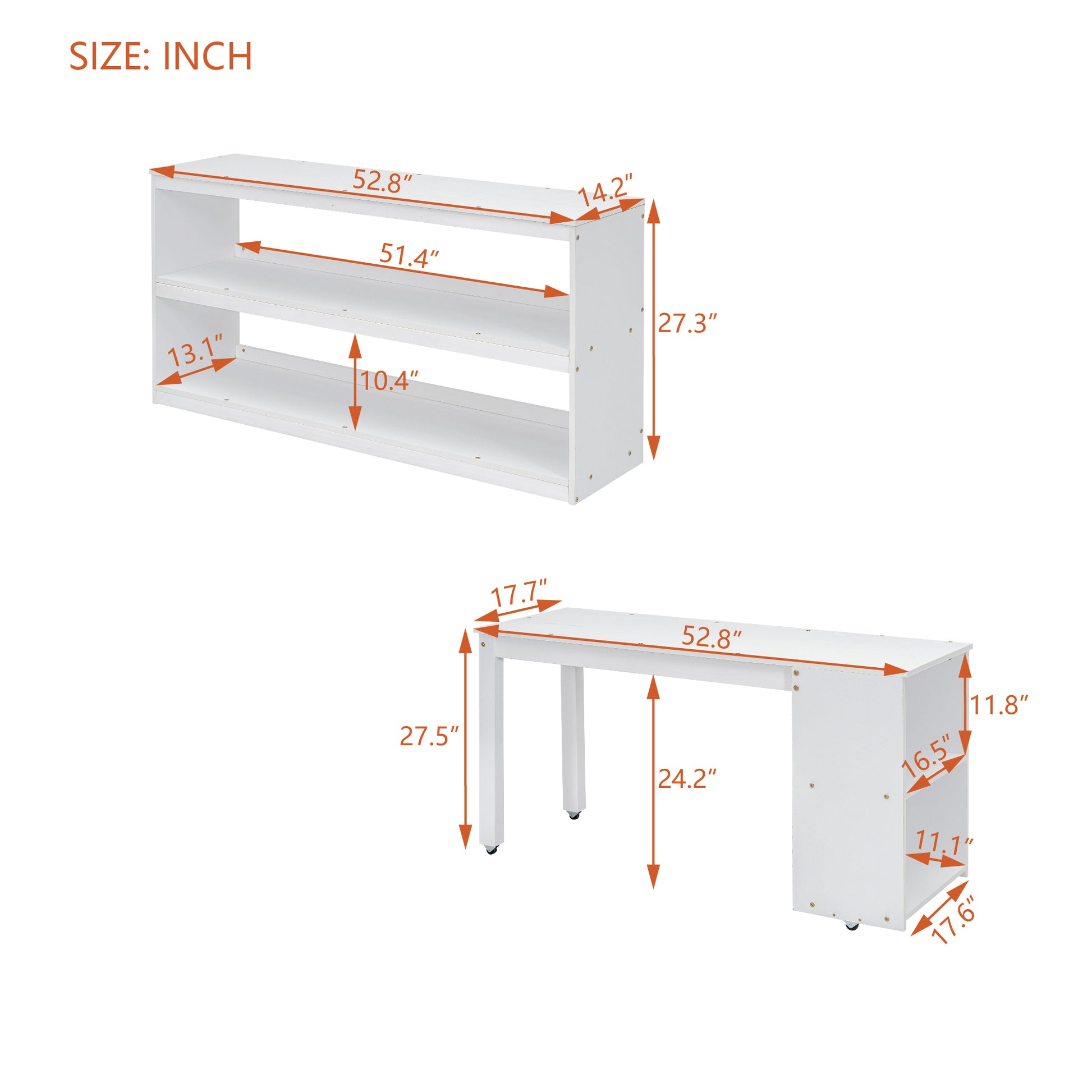 Full Size Loft Bed With Retractable Writing Desk And 3 Drawers, Wooden Loft Bed With Storage Stairs And Shelves, White White Solid Wood Mdf