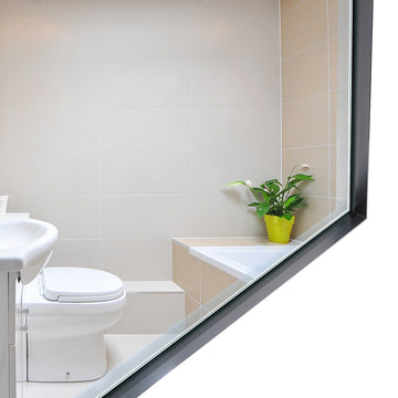 Glossy Black Bathroom Mirrors For Wall 48X30Inch Wall Mounted Hanging Plates Mirror Farmhouse Mirror Modern Metal Framed Rectangular Mirror, Decorative Square Corner Mirror Horizontal & Vertical Black Classic,Modern Glass Aluminium Alloy