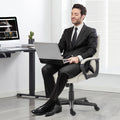 Sweetcrispy Mid Back Office Desk Chair With Padded Armrests Pu Leather Home Office Chair Gray Pu Leather