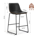 Sweetcrispy 26 Inch Counter Height Bar Stools Set Of 2 Leather Barstool With Back And Metal Leg Modern Bar Stools For Kitchen Island Pub Living Room Black Pu