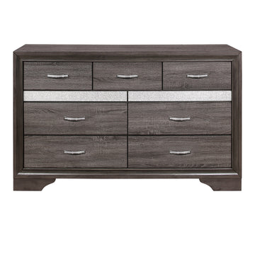 Unique Style Bedroom 1Pc Dresser Of Drawers Hidden Drawers Gray And Sliver Glitter Wooden Furniture Multicolor Bedroom Glam Wood