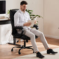 Sweetcrispy Home Office Chair Ergonomic Pu Leather Desk Chair With Armrests Black Pu Leather
