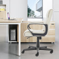 Sweetcrispy Mid Back Office Desk Chair With Padded Armrests Pu Leather Home Office Chair Gray Pu Leather