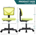 Sweetcrispy Armless Desk Chair Small Home Office Chair With Lumbar Support Green Nylon Mesh