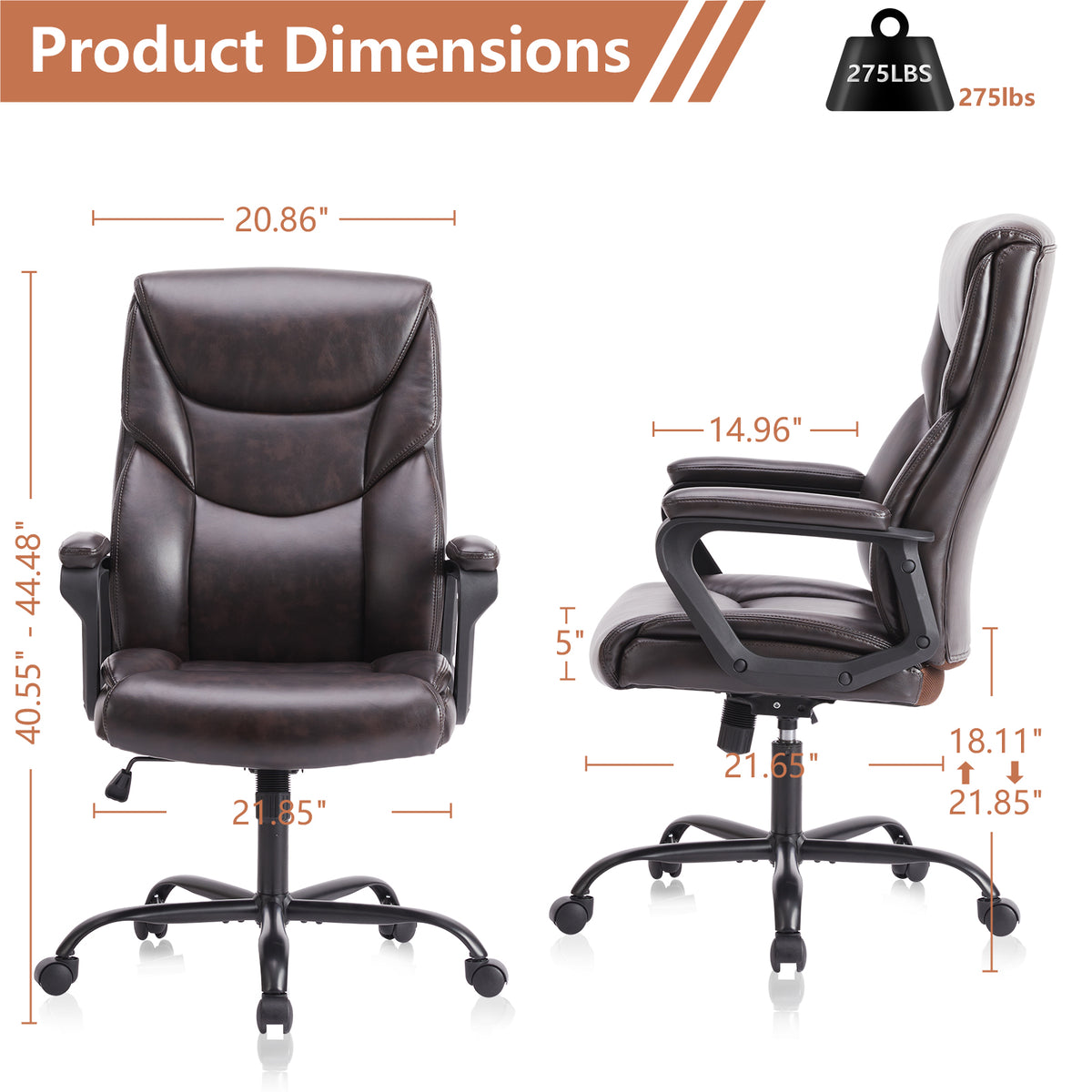 Sweetcrispy Home Office Chair Ergonomic Pu Leather Desk Chair With Armrests Gray Pu Leather