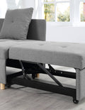 4 In 1 Convertible Sofas & Couches, Single Extendable Sofa With 6 Position Adjustable Back, Sofa Bed With 2 Pillows, Gray Gray Linen Armless Wood Fabric 1 Seat