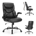 Sweetcrispy Executive Office Pu Leather Desk Chair High Back Flip Up Armrest Adjustable Ergonomic Home Office Chair Black Pu Leather