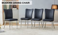 Modern Minimalist Dining Chairs, Black Pu Leather Curved Backrest And Seat Cushions, Electroplated Metal Chair Legs, Suitable For Restaurants, Bedrooms, And Living Rooms. A Set Of 4 Chairs.008 Black Pu