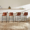 Sweetcrispy Leather 30 Inch Leather Counter Height Bar Stools Bar Stools Set Of 2 Brown Pu