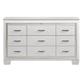White Finish Dresser Bold Design 9 Drawers Glamorous Faux Alligator Textured Fronts Wooden Bedroom Furniture White Bedroom Contemporary,Glam,Modern Wood