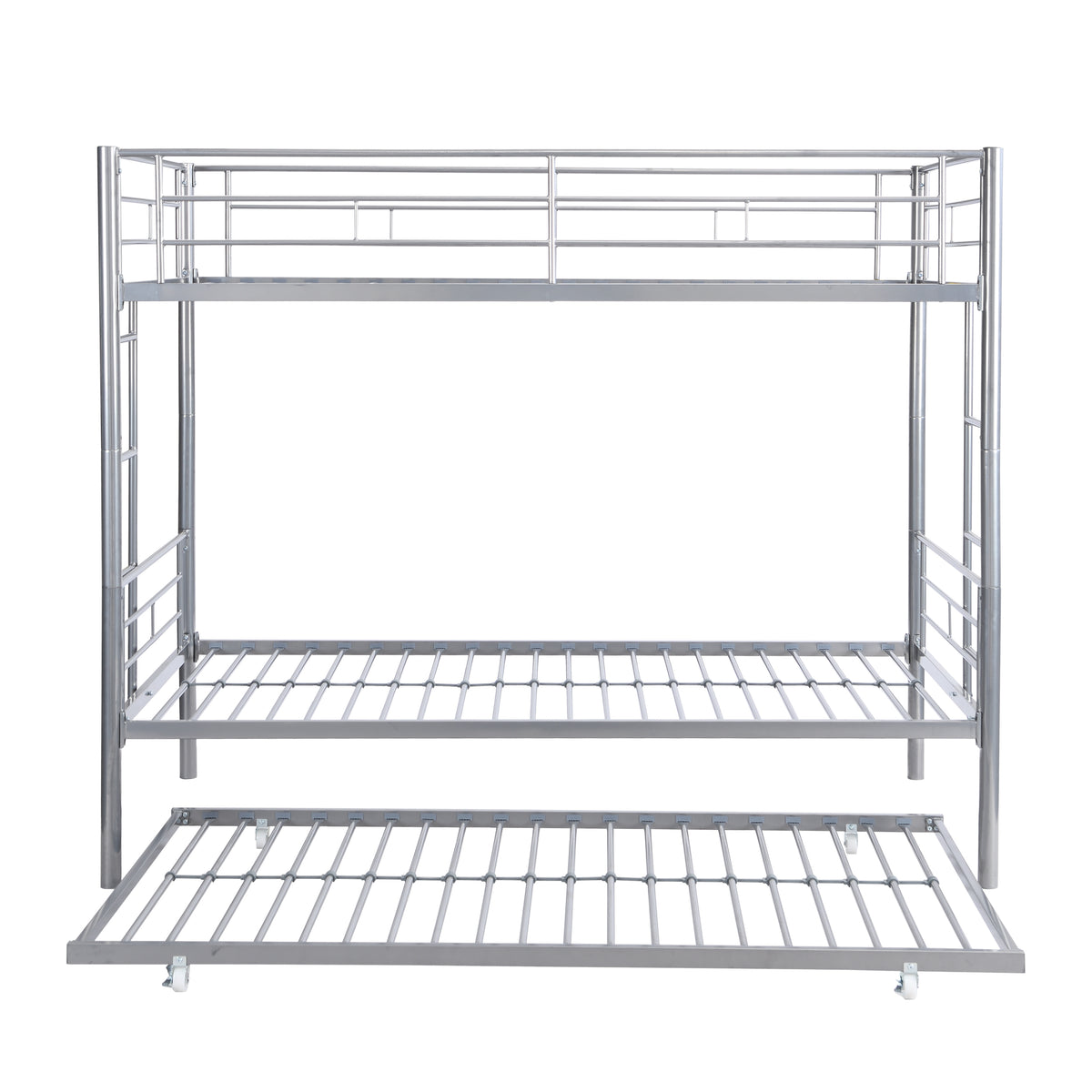 Metal Bunk Bed With Trundle Silver Silver Metal