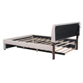 Teddy Fleece Queen Size Upholstered Platform Bed With Trundle, Beige Beige Fleece