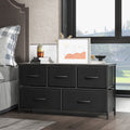 Sweetcrispy Dresser For Bedroom Storage Drawers Fabric Storage Tower With 5 Drawers, Chest Of Drawers With Fabric Bins Black Metal