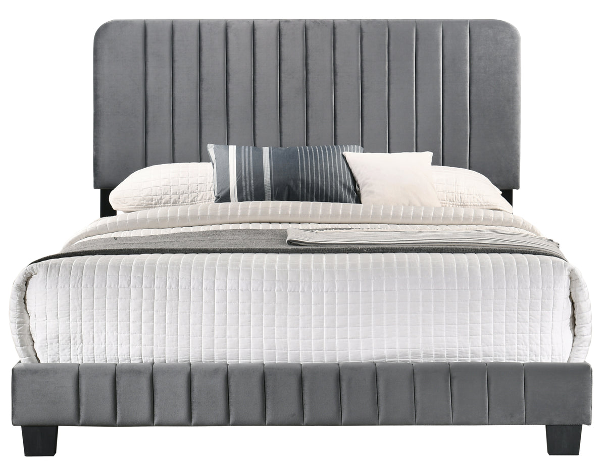 Lodi G0408 Fb Up Full Bedgray Gray Foam Velvet