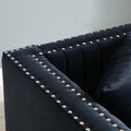 Contemporary Vertical Channel Tufted Velvet Sofa Loveseat Set Modern Upholstered 2Pcs Set Couch For Living Room Apartment With 4Pillows,Black Black Velvet