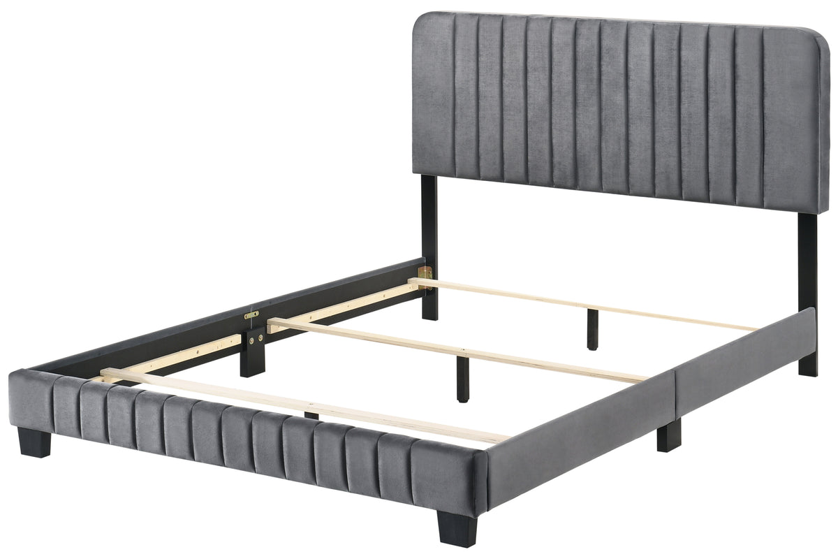 Lodi G0408 Fb Up Full Bedgray Gray Foam Velvet