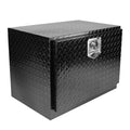 24 Inch Aluminum Stripes Plated Tool Box Pick Up Truck Bed Rv Trailer Toolbox Waterproof Square Storage Organizer With Lock And Ke Black 24