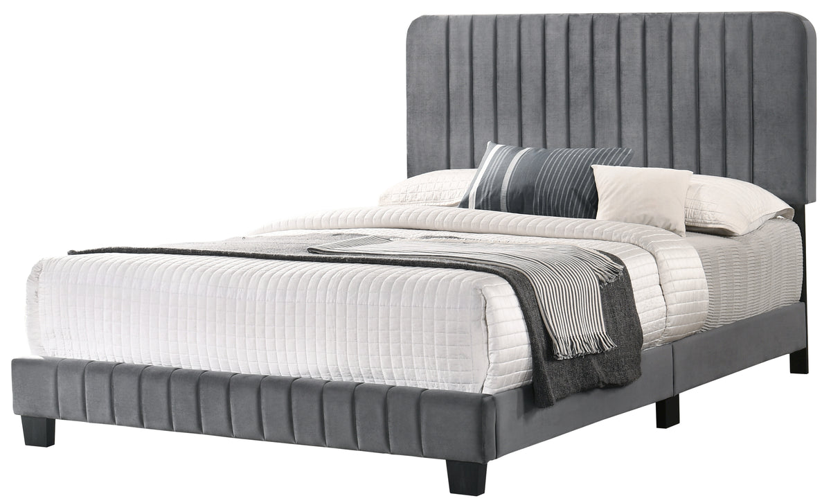 Lodi G0408 Kb Up King Bedgray Gray Foam Velvet