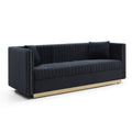 Contemporary Vertical Channel Tufted Velvet Sofa Loveseat Set Modern Upholstered 2Pcs Set Couch For Living Room Apartment With 4Pillows,Black Black Velvet