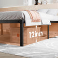 Heavy Duty Metal Bed Frame With Sturdy Steel Slat Support, Full Black Iron