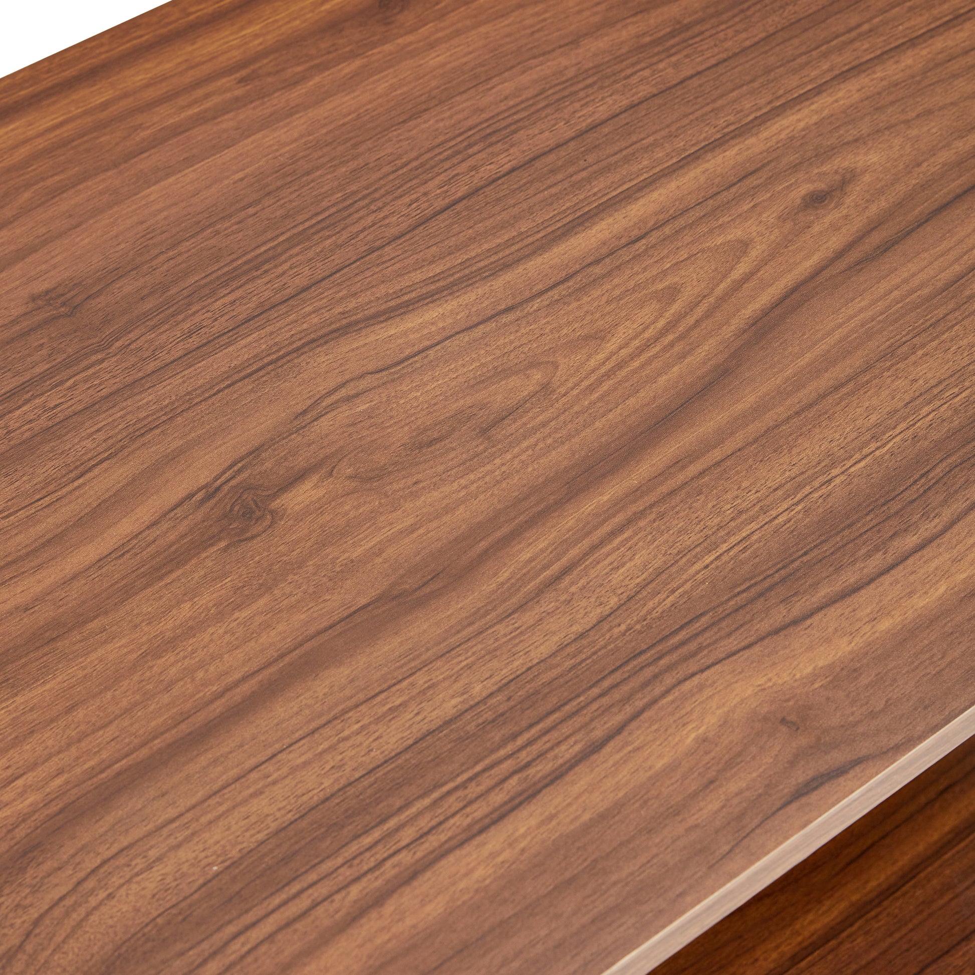 Modern And Practical Walnut Textured Coffee Tablestea Tables. The Double Layered Coffee Table Is Made Of Mdf Material. Suitable For Living Room 43.3"*21.6"*16.5" Ct 16 Walnut Mdf