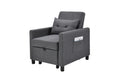 3 In 1 Convertible Futon Sofa Bed With Adjustable Backrest, Single Sofa Bed With Pull Out Sleeper, Convertible Futon Chair For Living Room, Side Bag And 1 Lumbar Pillow,Dark Gray Dark Gray Linen Wood Fabric 1 Seat