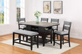 2Pc Set Black Farmhouse Style Ladder Back Counter Height Side Chair Stool Gray Color Upholstered Seat And Back Dining Room Wooden Furniture Black Dining Room Contemporary,Farmhouse Dining Chairs Ladder Back Wood