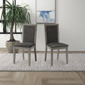 Dining Chairs Set Of 2 Wood Dining Room Chair With Mdf Sponge Back, Kitchen Room Chair Side Chair, Light Grey Base With Grey Cushion Dark Gray Foam Wood