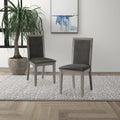 Dining Chairs Set Of 2 Wood Dining Room Chair With Mdf Sponge Back, Kitchen Room Chair Side Chair, Light Grey Base With Grey Cushion Dark Gray Foam Wood