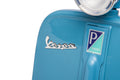 6V Licensed Vespa Scooter Motorcycle With Side Car For Kids, Blue Blue Chrome