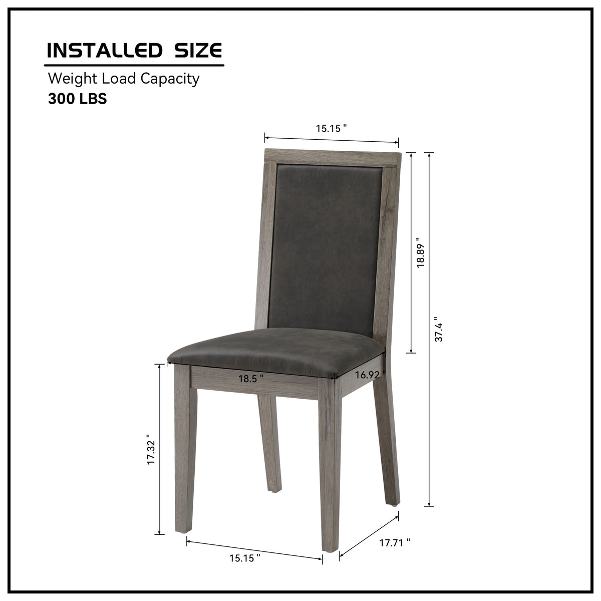 Dining Chairs Set Of 2 Wood Dining Room Chair With Mdf Sponge Back, Kitchen Room Chair Side Chair, Light Grey Base With Grey Cushion Dark Gray Foam Wood
