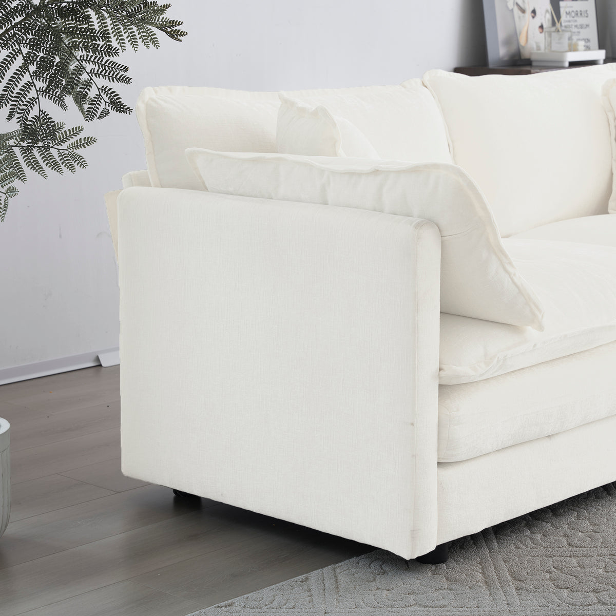 Sofa Set Of 2 Chenille Couch, 2 3 Seater Sofa Set Deep Seat Sofa, Modern Sofa Set For Living Room, White Chenille White Chenille 5 Seat