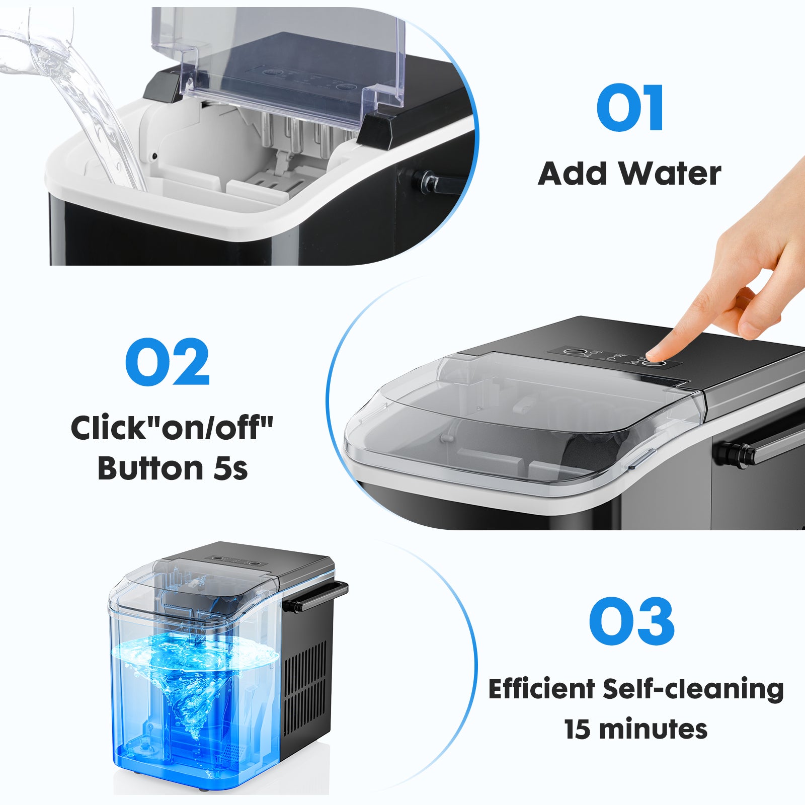 Small Portable Home Use Ice Maker,Black Black Iron