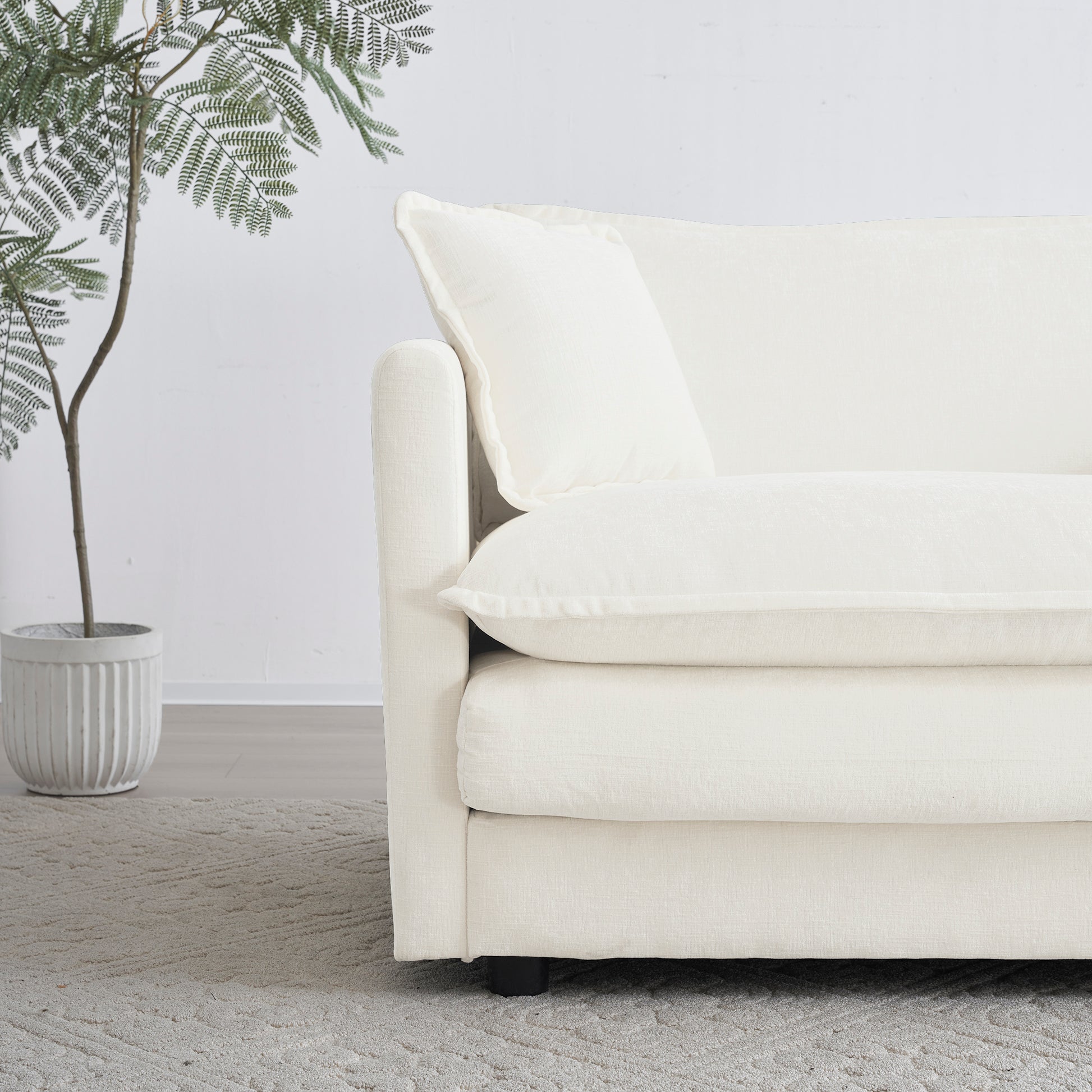 3 Piece Sofa Set Oversized Sofa Comfy Sofa Couch, 2 Pieces Of 2 Seater And 1 Piece Of 3 Seater Sofa For Living Room, Deep Seat Sofa White Chenille White Chenille 7 Seat