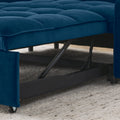 Loveseats Sofa Bed With Pull Out Bed,Adjsutable Back And Two Arm Pocket,Typec And Usb Charging With Copper Nail,Blue 47
