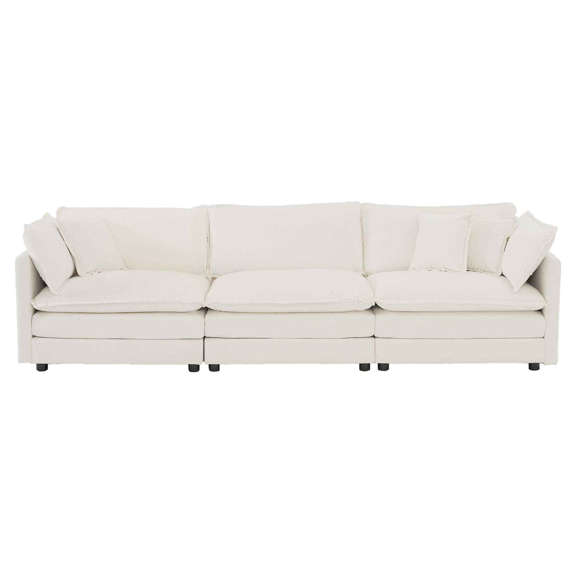 3 Piece Sofa Set Oversized Sofa Comfy Sofa Couch, 2 Pieces Of 2 Seater And 1 Piece Of 3 Seater Sofa For Living Room, Deep Seat Sofa White Chenille White Chenille 7 Seat