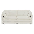 Modern Fabric Loveseat Sofa Couch For Living Room, Upholstered Large Size Deep Seat 2 Seat Sofa With 4 Pillows ,White Chenille White Chenille 2 Seat