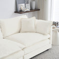 4 Piece Upholstered Sectional Sofa, 1 Piece Of 2 Seater Sofa And 2 Piece Of Ottomans2 Seater Loveseat Lounge With Ottomanswhite Chenille White Chenille 2 Seat