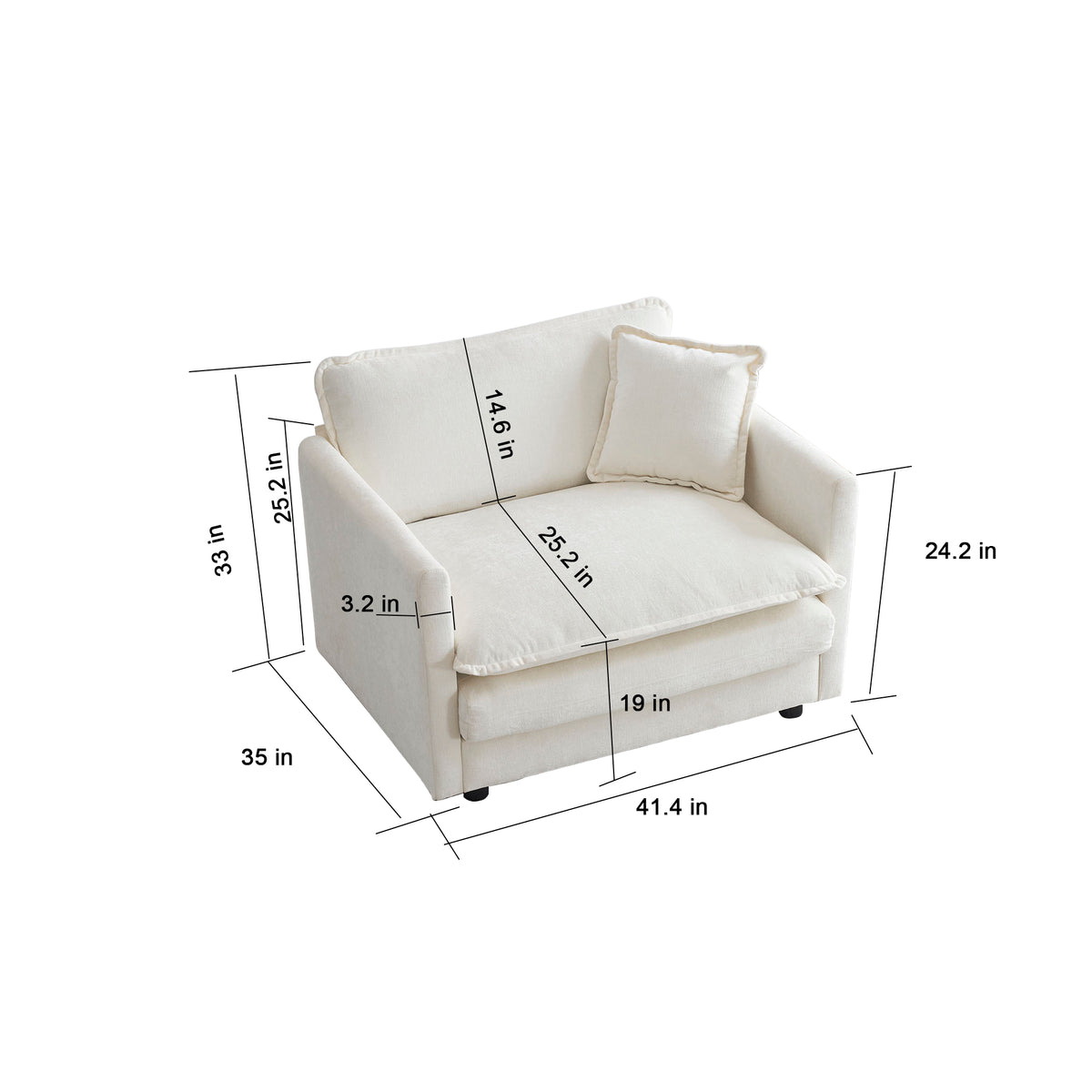 Sofa Set Of 3, 1 1 3 Seats Living Room Sofa Set, Accent Chair, Loveseat, And Three Seat Sofa Modern Style Round Arms 3 Piece Sofa Set, White White Chenille 5 Seat