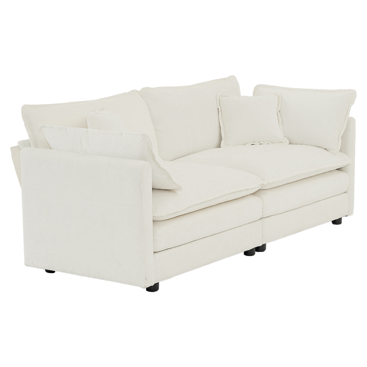 Sofa Set Of 2 Chenille Couch, 2 3 Seater Sofa Set Deep Seat Sofa, Modern Sofa Set For Living Room, White Chenille White Chenille 5 Seat