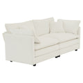 Modern Fabric Loveseat Sofa Couch For Living Room, Upholstered Large Size Deep Seat 2 Seat Sofa With 4 Pillows ,White Chenille White Chenille 2 Seat