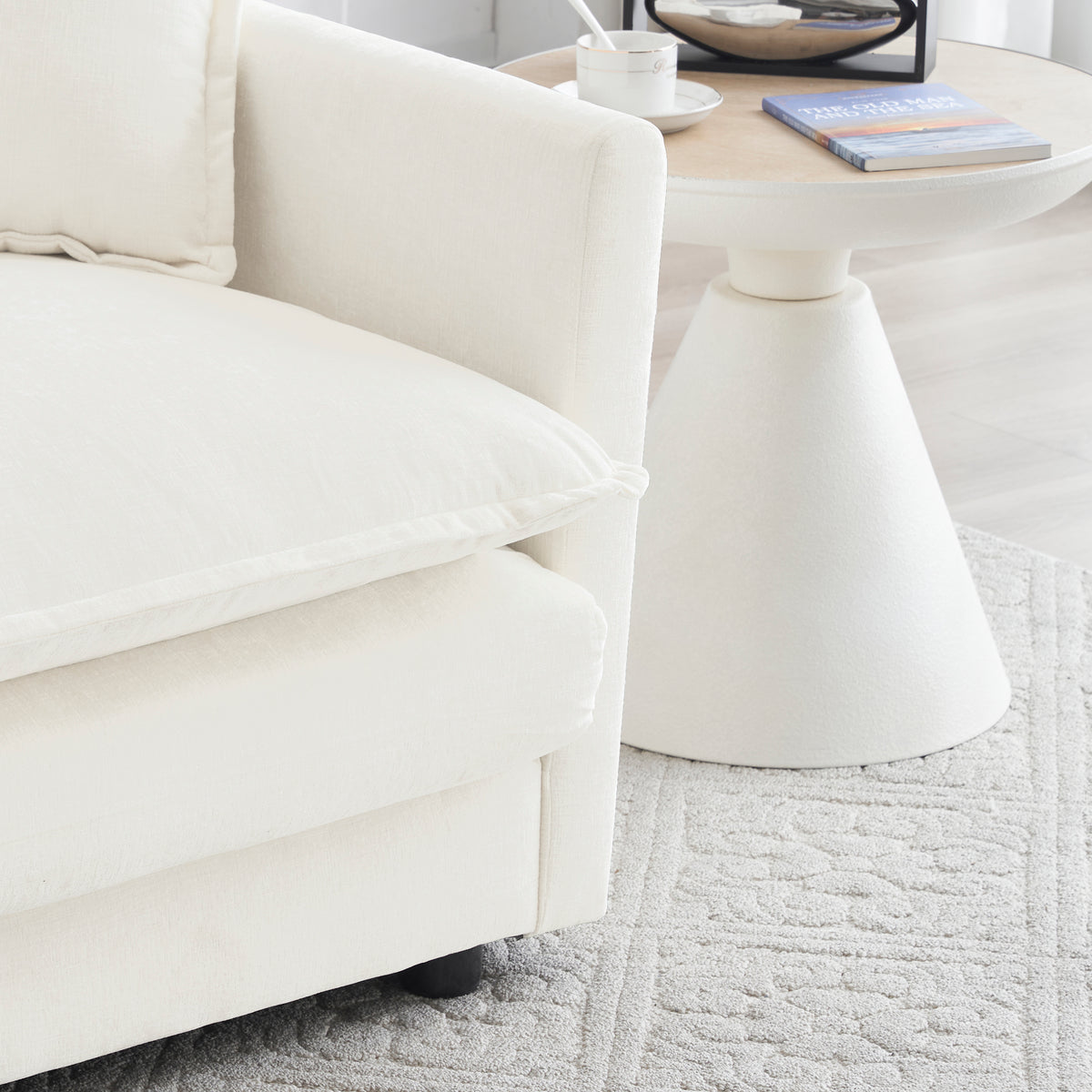 Modern Accent Chair With Ottoman, Living Room Club Chair Chenille Upholstered Armchairreading Chair For Bedroom, White White Chenille 1 Seat