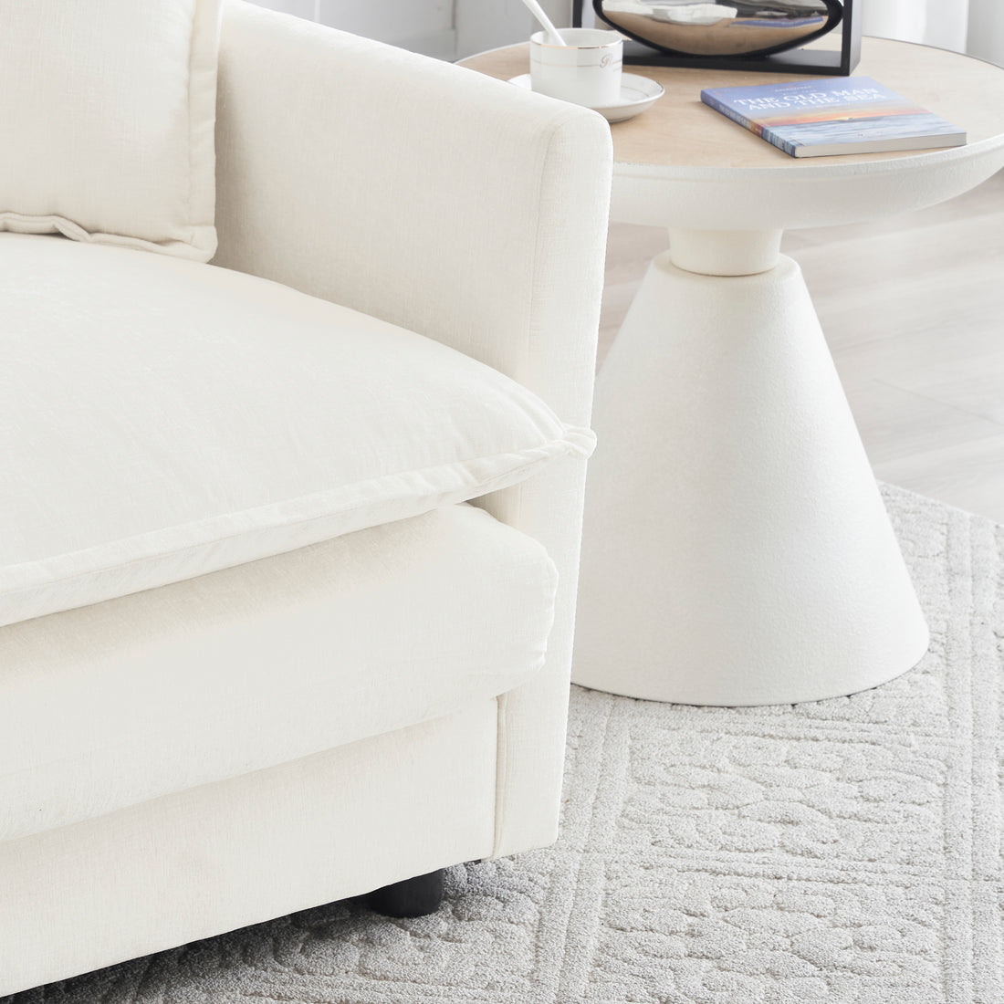 2 Seater Loveseat And Chair Set, 2 Piece Sofa & Chair Set, Loveseat And Accent Chair2 Piece Upholstered Chenille Sofa Living Room Couch Furniture 1 2 Seat ,White Chenille White Chenille 3 Seat
