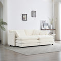 4 Piece Upholstered Sectional Sofa, 1 Piece Of 2 Seater Sofa And 2 Piece Of Ottomans2 Seater Loveseat Lounge With Ottomanswhite Chenille White Chenille 2 Seat