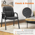 Leather Conference Room Chairs With Padded Arms,Eception Chairs,Office Guest Chairs,1P Black Iron