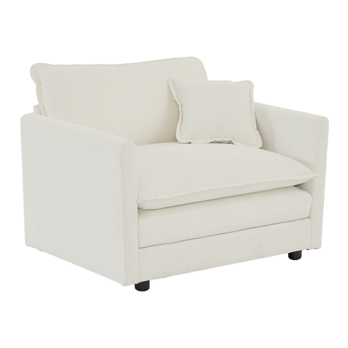 Sofa Set Of 3, 1 1 3 Seats Living Room Sofa Set, Accent Chair, Loveseat, And Three Seat Sofa Modern Style Round Arms 3 Piece Sofa Set, White White Chenille 5 Seat