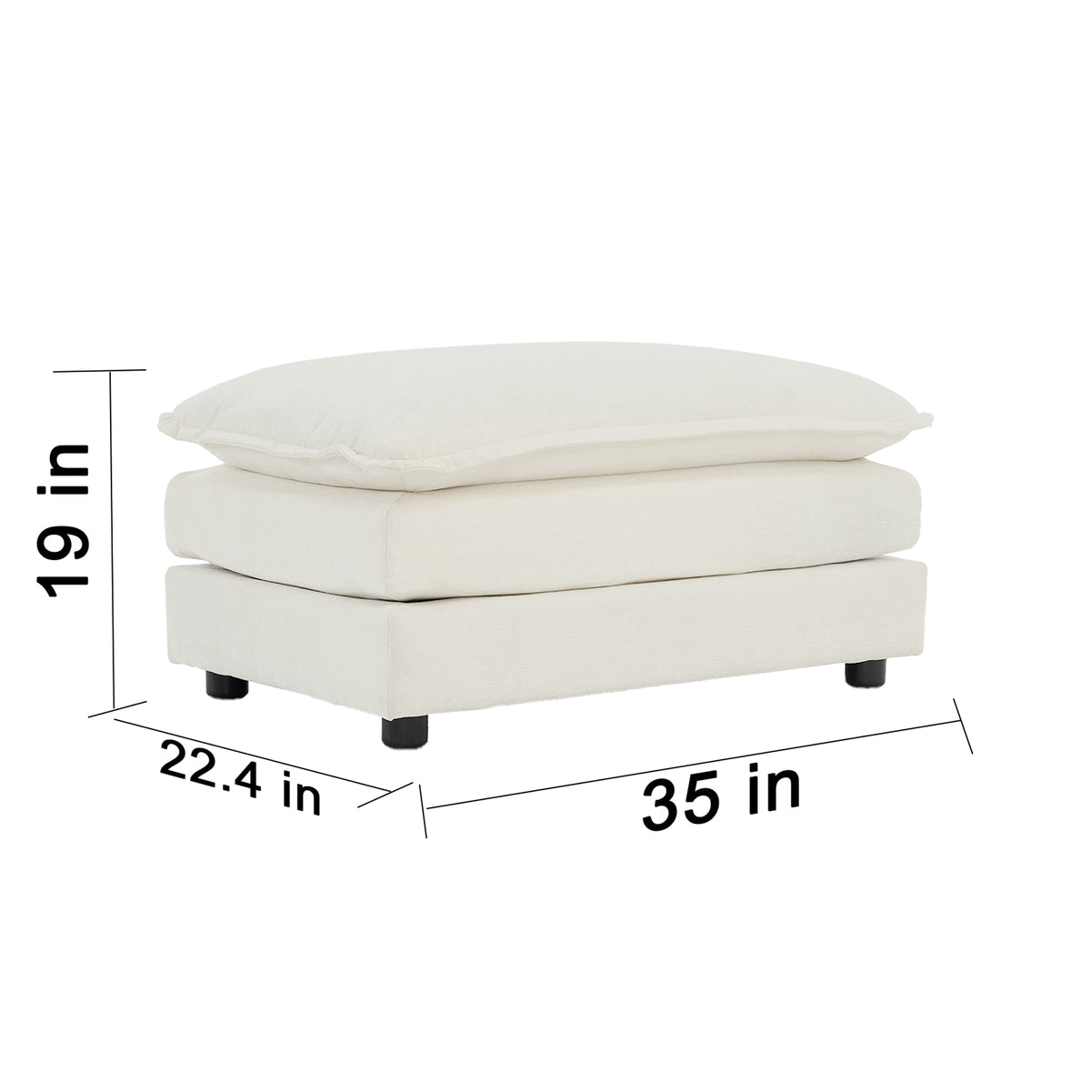Chenille Fabric Ottomans Footrest To Combine With 2 Seater Sofa, 3 Seater Sofa And 4 Seater Sofa, White Chenille White Chenille 1 Seat