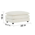 Chenille Two Seater Sofa With 1 Footrest, 2 Seater L Shaped Sectional With Ottoman,Loveseat With Ottoman For Small Living Space,White Chenille White Chenille 2 Seat
