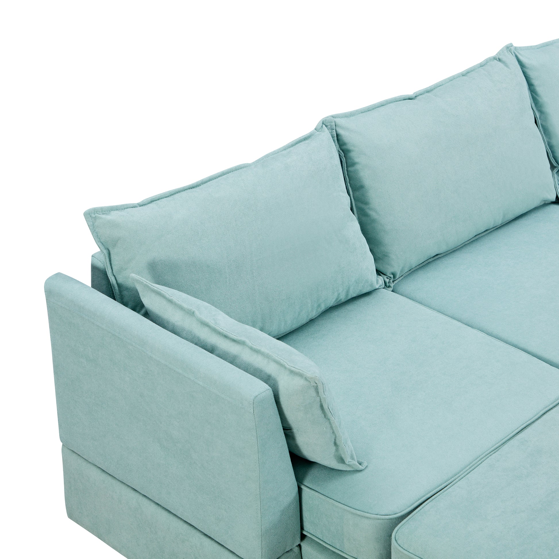 Modern Large U Shape Modular Sectional Sofa, Convertible Sofa Bed With Reversible Chaise For Living Room, Storage Seat Light Green Linen